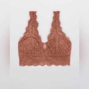 NWOT - Aerie Eyelash Lace Padded Plunge Bralette - Size S
